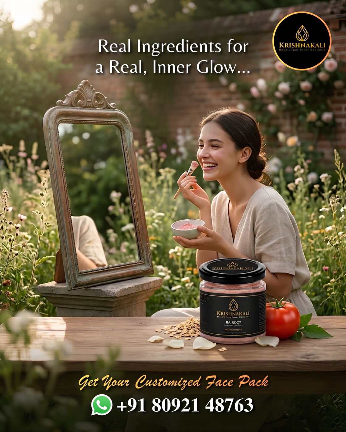 Applying a Krishnakali face pack